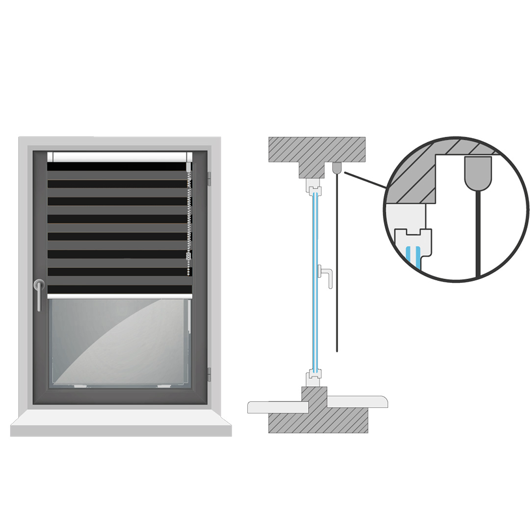 Am Fensterflügel verklebt (ohne Bohren)